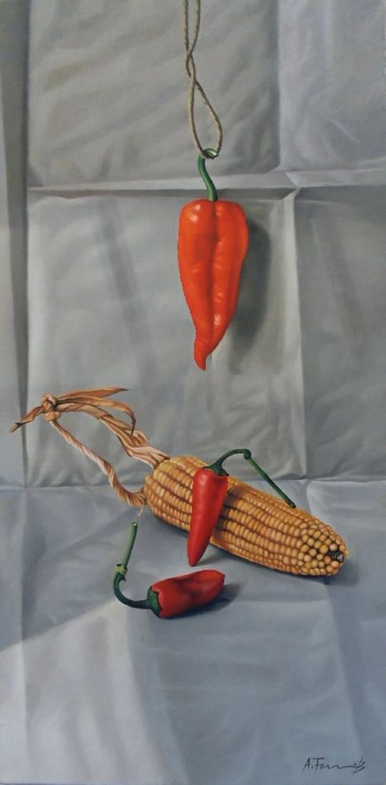 Still Life with Corn-cob and Peppers