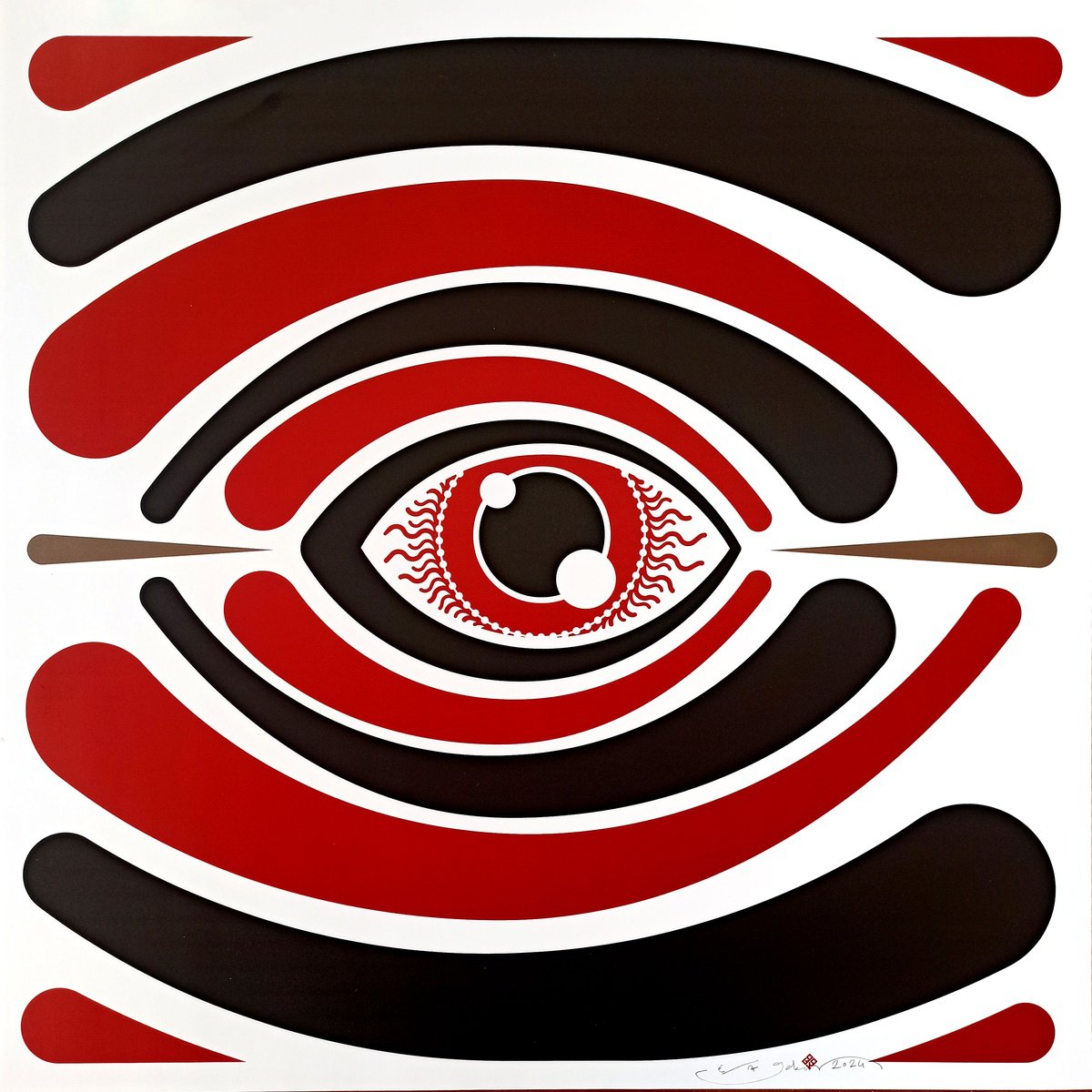 Graphic Abstract Giclee Print By Gokhan Okur, 28 X 28, My Eyes 05, Original Artwork