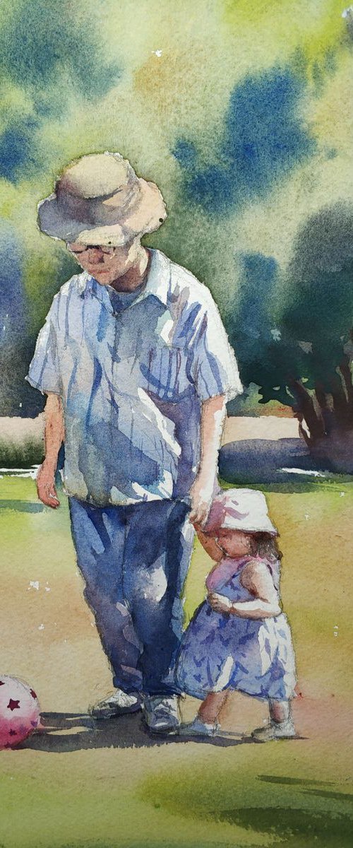Man and little girl by Jing Chen