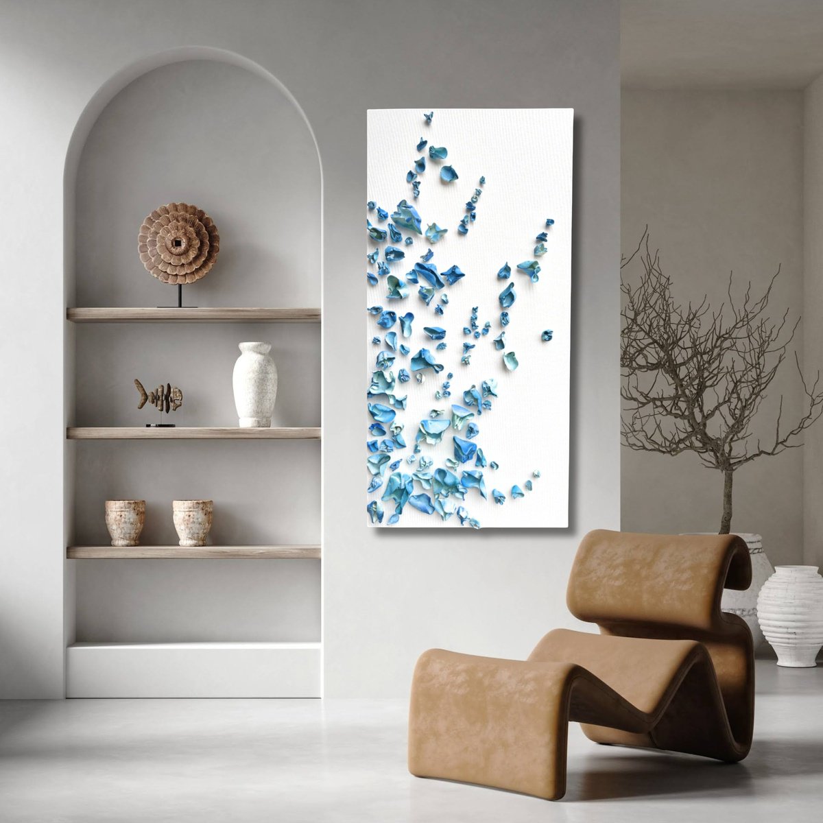 Organic Clay Sculpture , Whimsical Impermanence, Blue #3 (24X48) By Natasha Kanevski, 24 X 48, Artwork For Sale On Artfinder