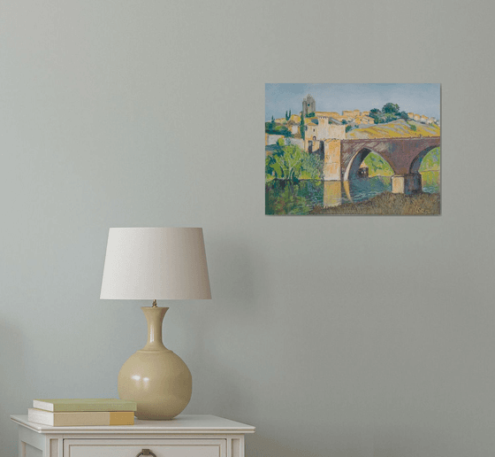 Sunlit Toledo's Town Bridge