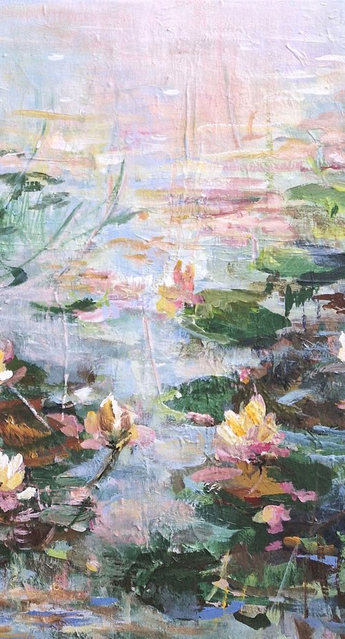 Morning at the lily pond by Irina Laube