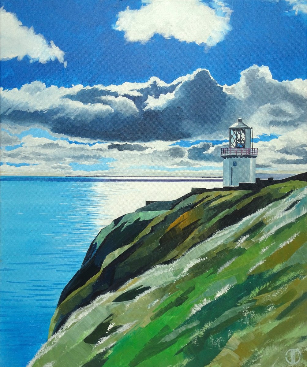 Impressionistic Landscape Acrylic Painting By Joseph Lynch, 20 X 24, Sunlight And Shadow On The Coast, Original Artwork