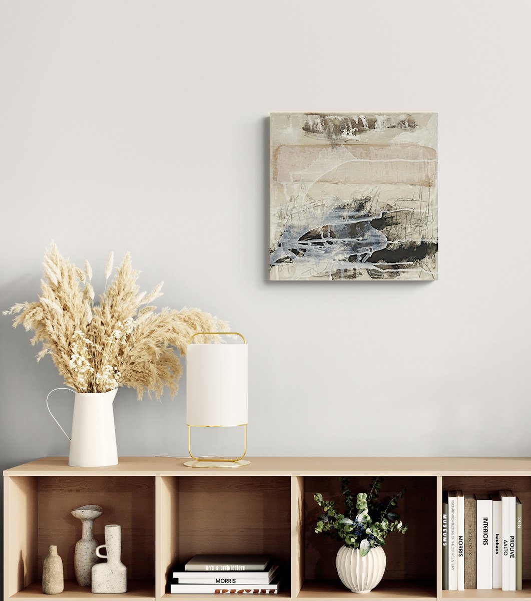 Abstract Acrylic Painting By Jutta Rika Bressem, 12 X 12", Notationen 28, Original Artwork