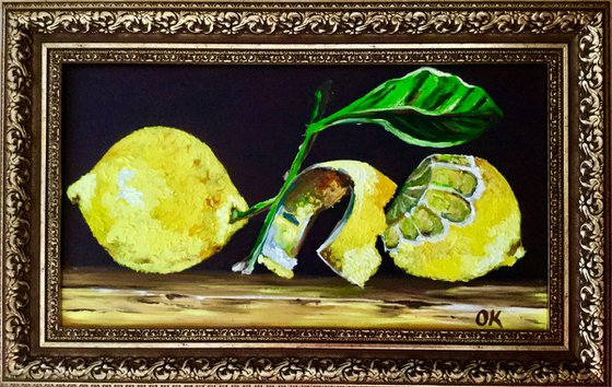 Lemons. Framed still life MODERN ART URBAN ART OFFICE HOME DECOR fruits