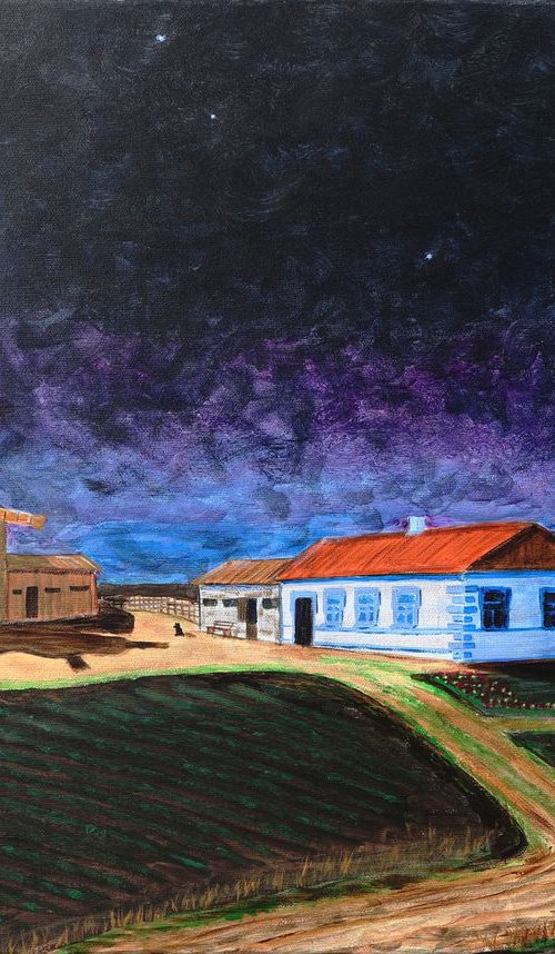 Cossack village in full moon by Dmytro Yeromenko