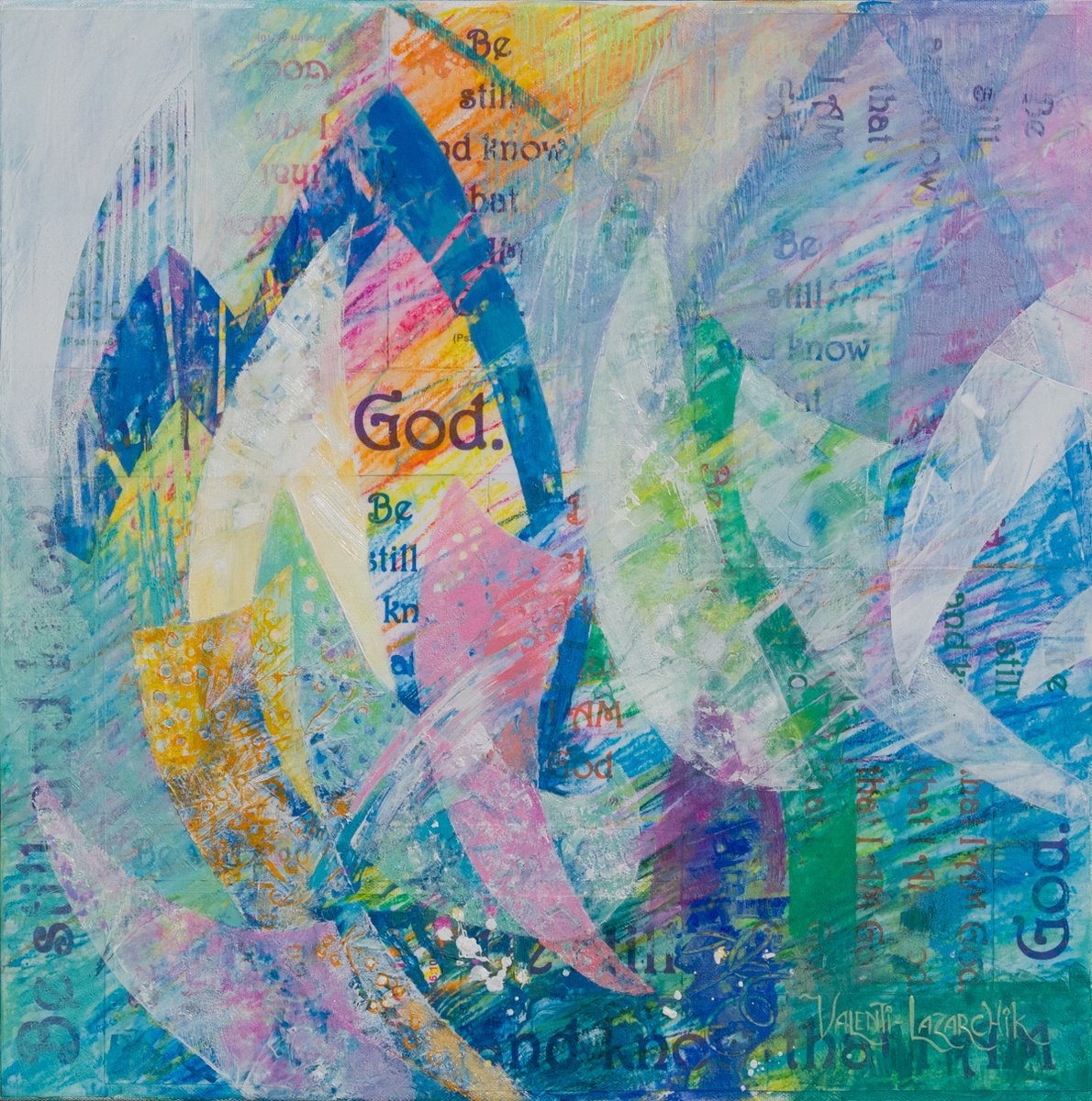 Organic Abstract Painting By Gina Valenti-Lazarchik, 20 X 20, Be Still #2, Original Artwork