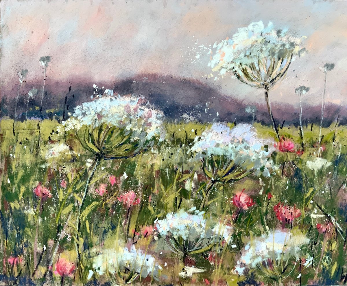 White wildflowers - yarrow, meadow, floral by Alexandra Jagoda (Ovcharenko)