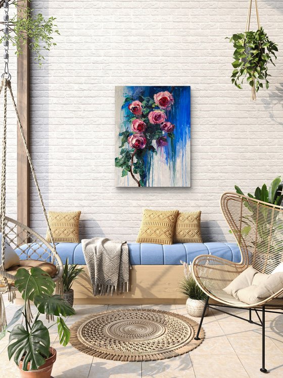 Flowing Roses in Blue II