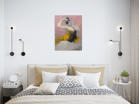 Contemporary Ballerina Painting - Dance of the Winter Sunrise, 50x65 cm