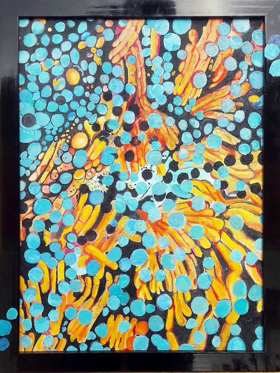 Organic Abstract Oil Painting By Chris Walker, 13 X 17, Tooth And Claw, Original Artwork