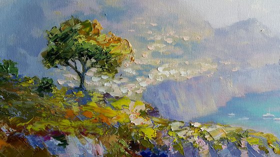 Painting Capri Faraglioni Rocks - italian landscape original oil art