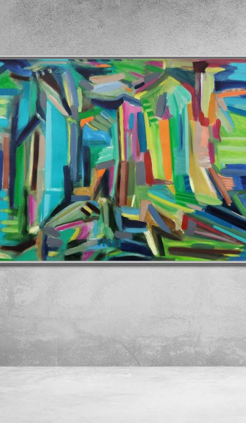 At the end of the corridor 29.1x 43 inches  | Large Abstract Landscape | by Celine Baliguian