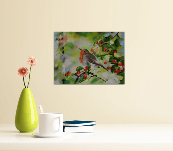 Robin with Red Berries