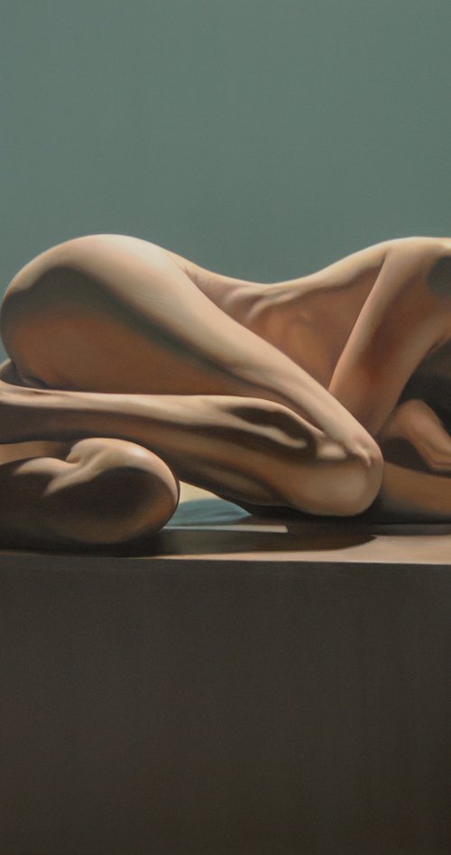 Commissioned hyperrealistic nude, Oil on canvas by Valeri Tsvetkov