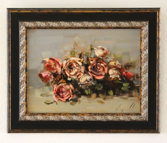 Roses Original oil Painting Framed