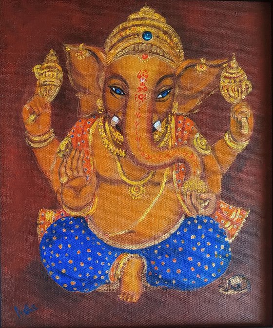 Lord Ganesh with blue eyes