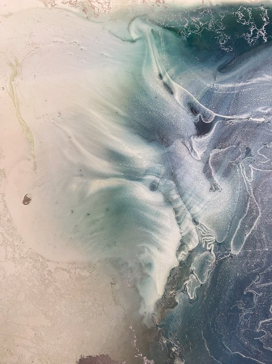 Ivory Abstract with Silver