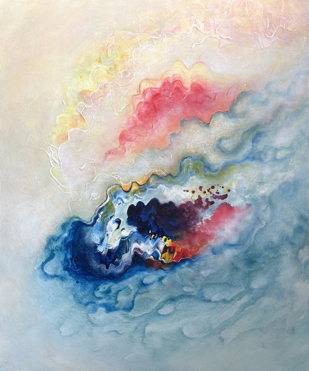 Abstract Acrylic Painting By Tam Chianta, 30 X 35", A Memory Of Another Place, Original Artwork