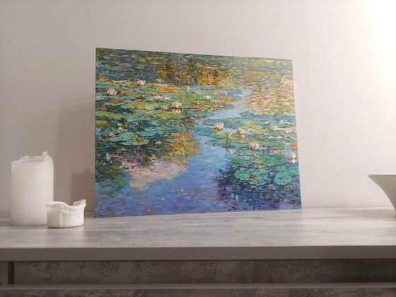 Lake of white lilies