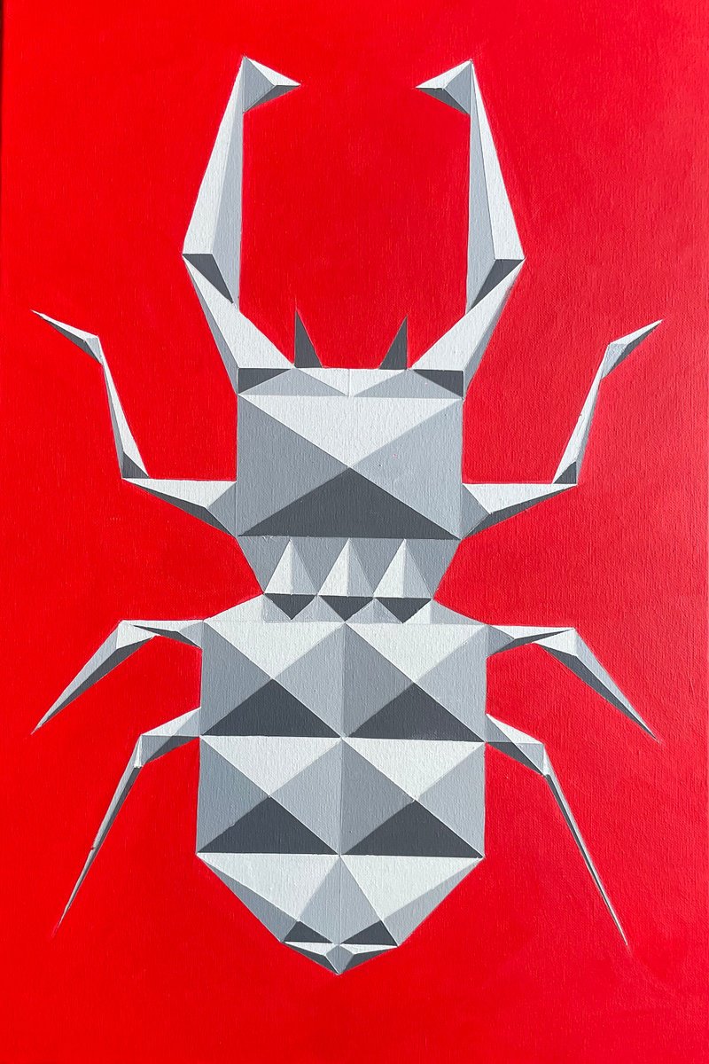 Geometric Animal Acrylic Painting By Dominic Joyce, 20 X 30, Satb Do, Original Artwork