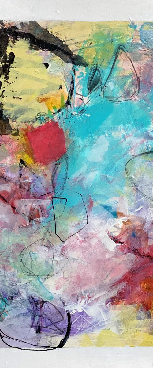 Butterfly Kisses - energetic bold contemporary abstract art painting by Kat Crosby
