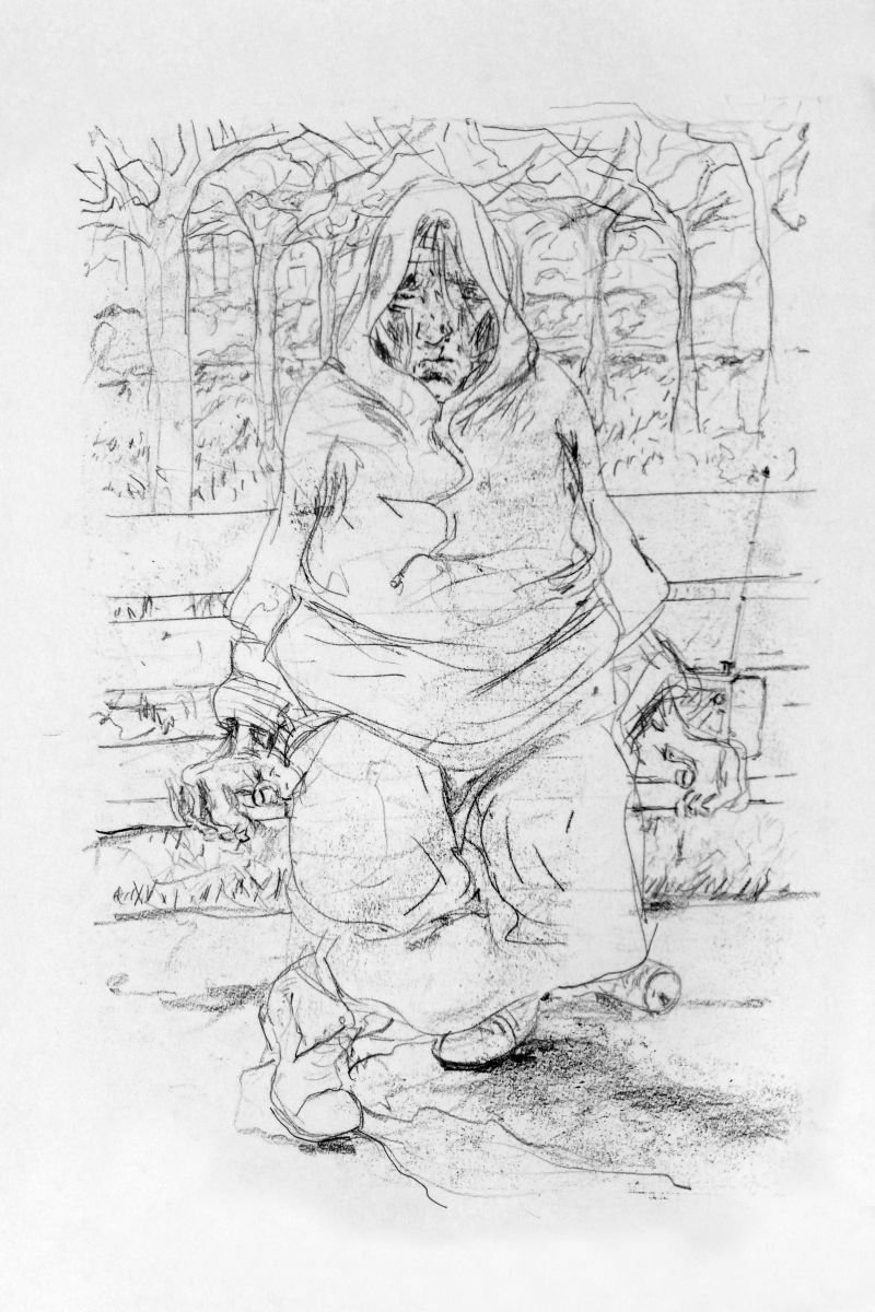 Illustrative Portrait Limited Edition Print By John Sharp, 17 X 23, Waking Up, Regents Park V02, Original Artwork