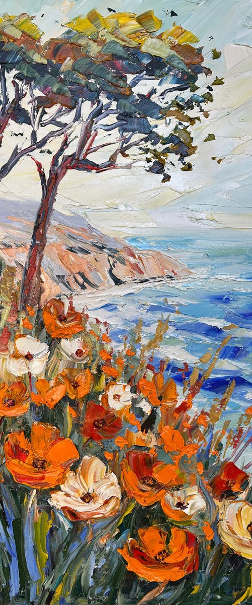 Golden Poppies at the Sea by Lisa Elley