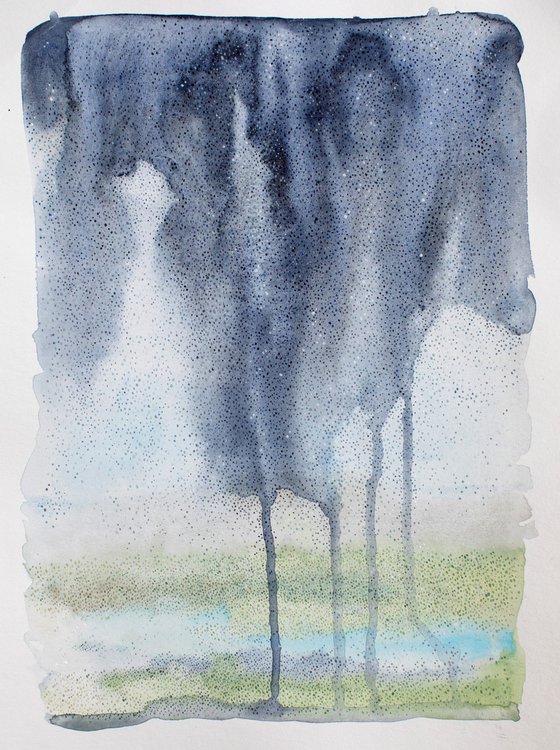 watercolor rainy landscape