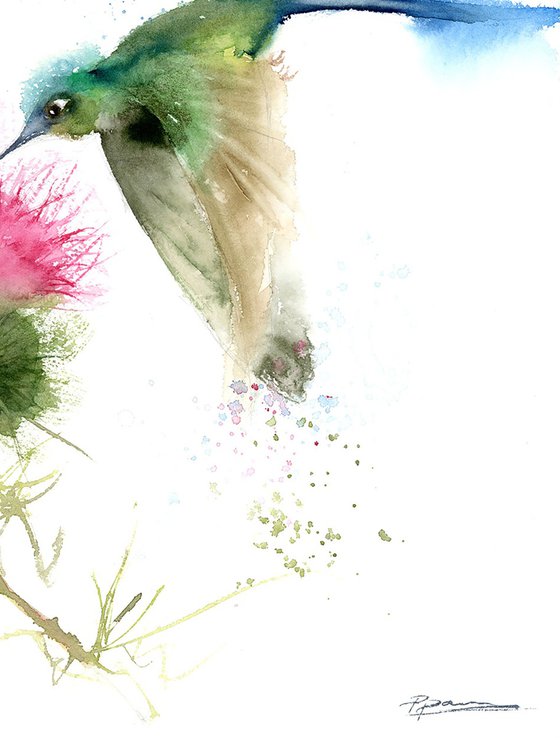 Hummingbirds And Flower -  Diptych