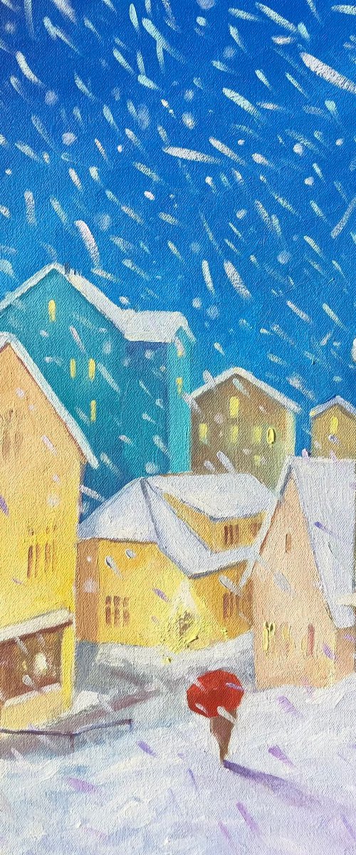 Snowfall in Bergen by Volodymyr Smoliak
