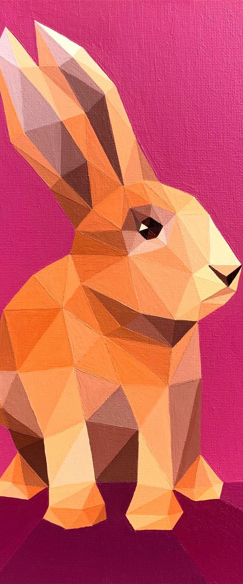 EASTER RABBIT ON PINK by Maria Tuzhilkina