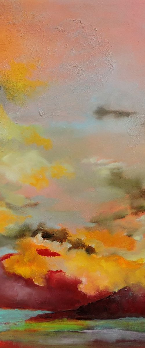 Red Mountains,  36" x 36". by Veta  Barker