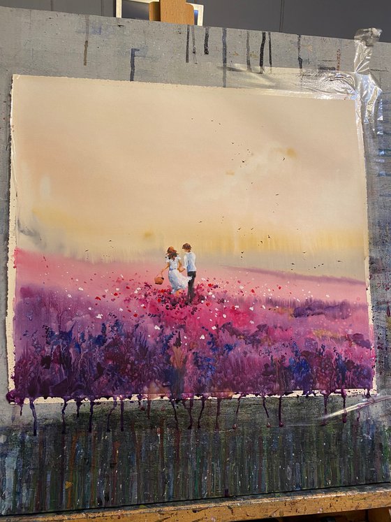 Sold Watercolor “Lavender love story” perfect gift