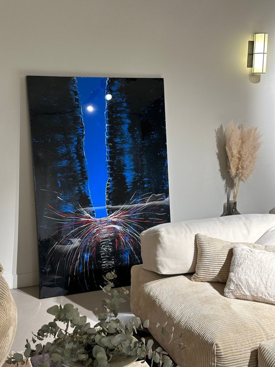 Forever — Blue-Black Resin Abstract, 150 cm