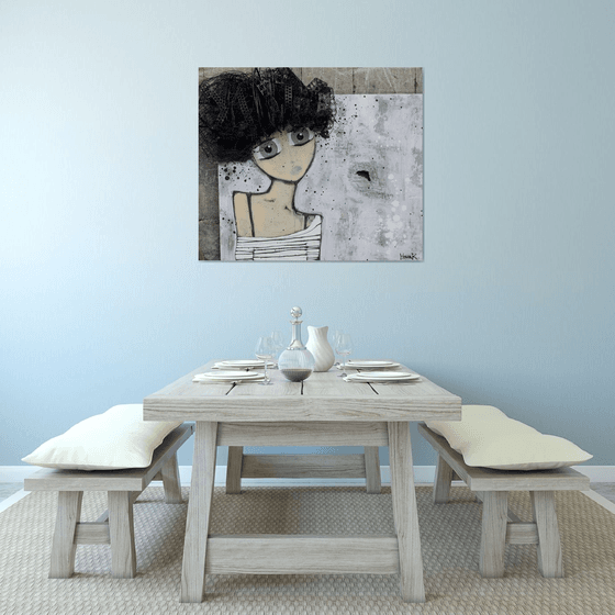 Girl Emerging From the Canvas