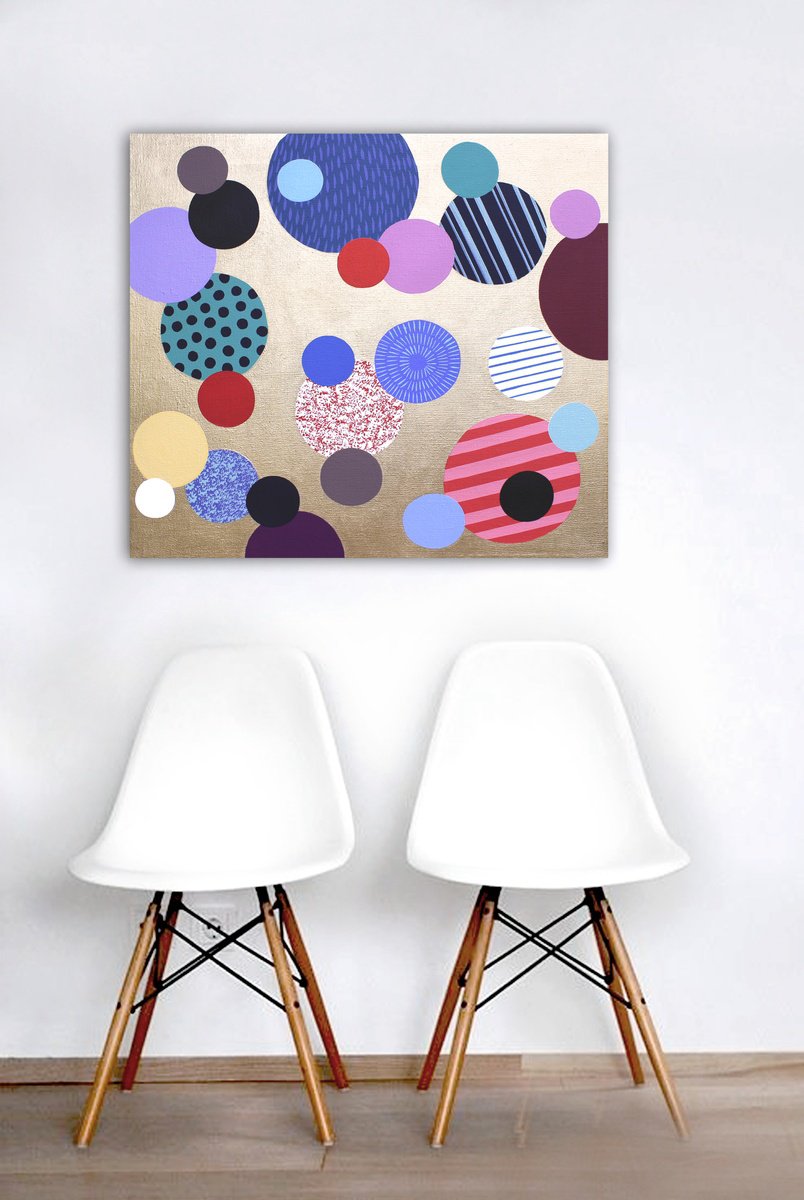 Organic Abstract Acrylic Painting By Lucie Jirku, 24 X 22", Only Dots 5, Original Artwork