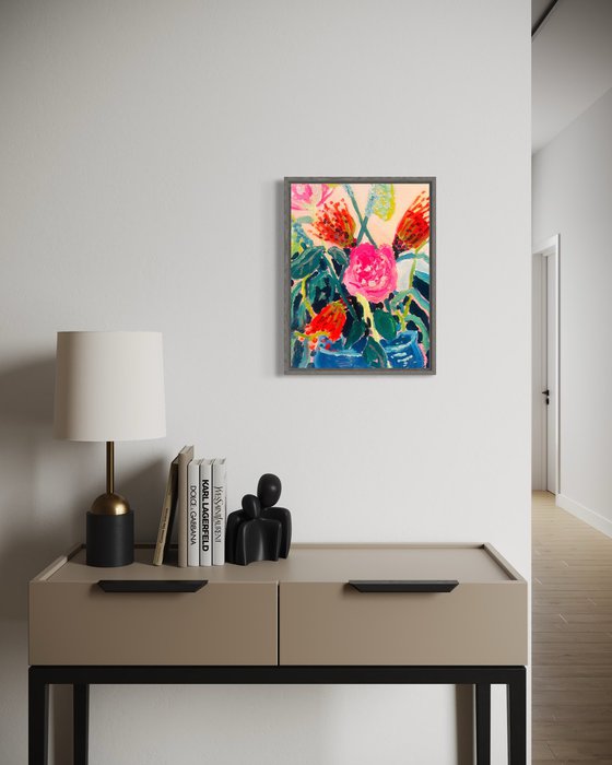 Resting Protea and Rose