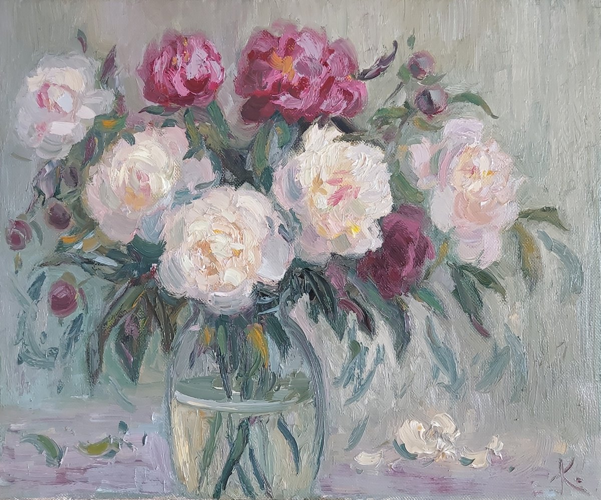 Still-life flowers Peonies by Olena Kolotova