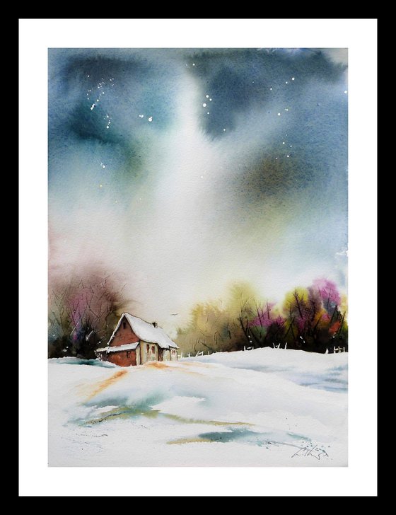 The Cottage at the edge of the Wood. Original watercolour Painting.