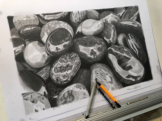 Wet Pebbles #6 (Pencil Drawing)