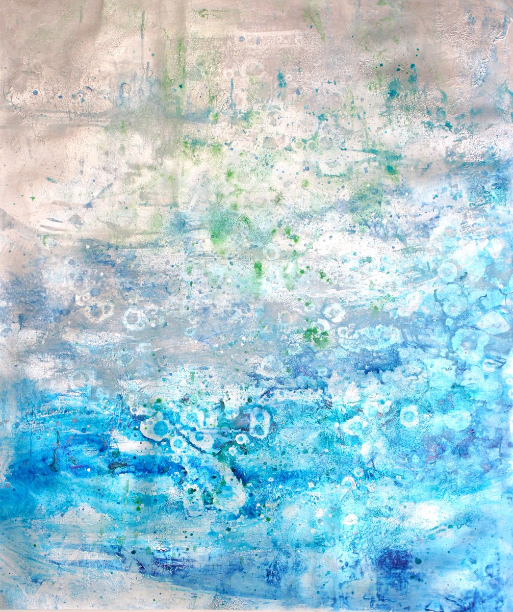Silver splash xlarge painting on paper by Laura Spring