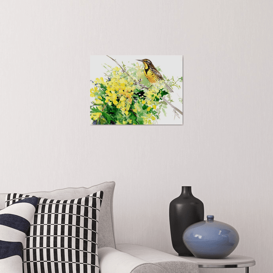 Meadowlark and Flowers