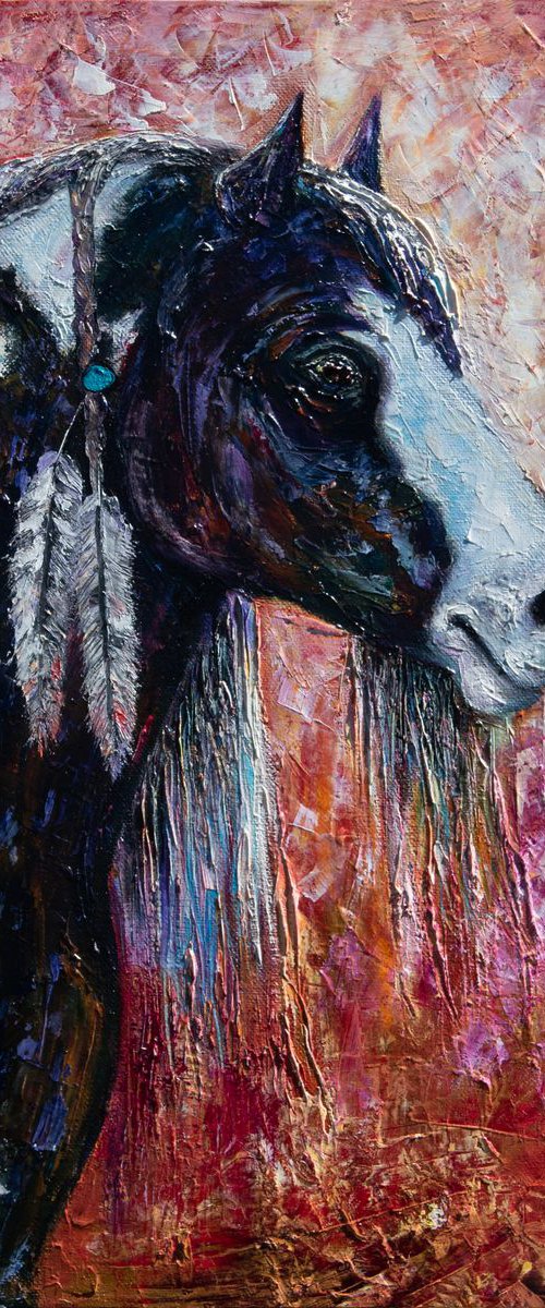 Prairie Horse Spirit Oil Painting with a Palette Knife by OLena Art by Lena Owens at OLena Art