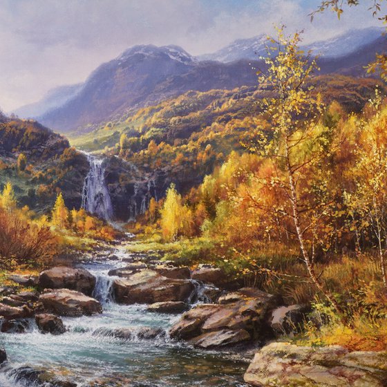 River's journey in the autumn mountains