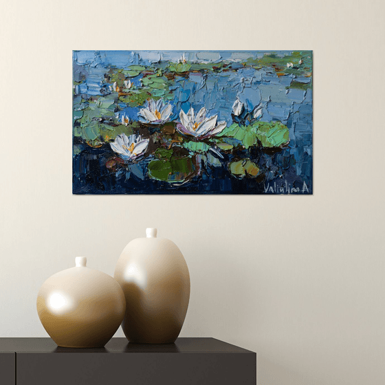 Water Lilies - Impasto Original Oil painting