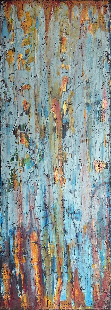 Abstract Acrylic Painting By Misty Lady - M. Nierobisz, 12 X 31", Blue Laguna, Original Artwork