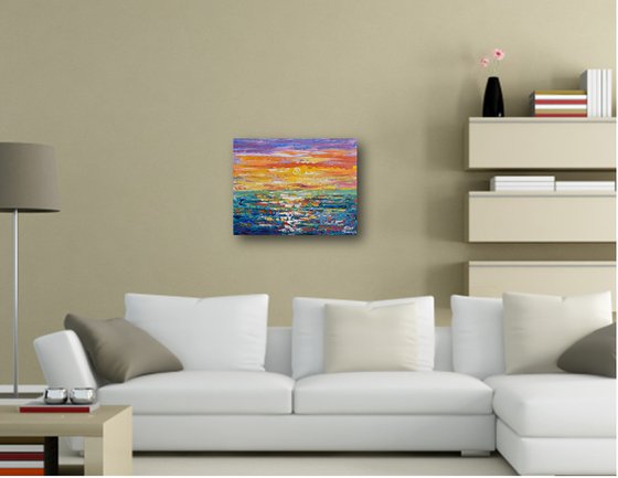 Sunset - Colorful Palette knife Painting on Canvas