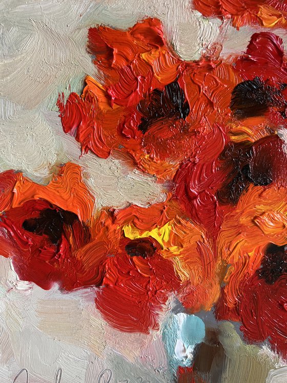 "Poppies on beige"