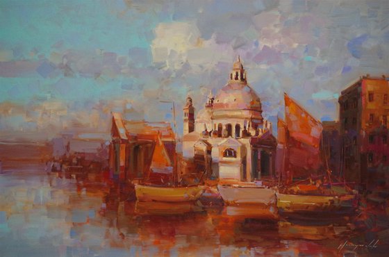 Venice in Gold Original oil painting  Handmade artwork One of a kind Large Size